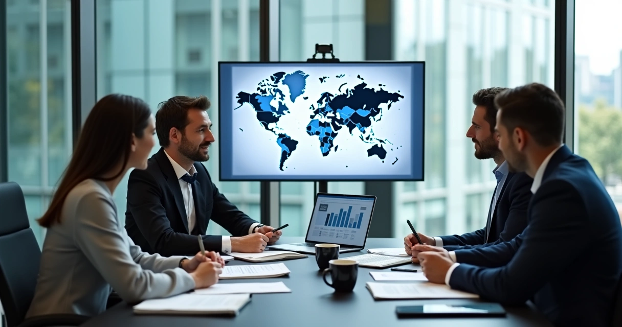 Reunião com gráficos e mapa global 