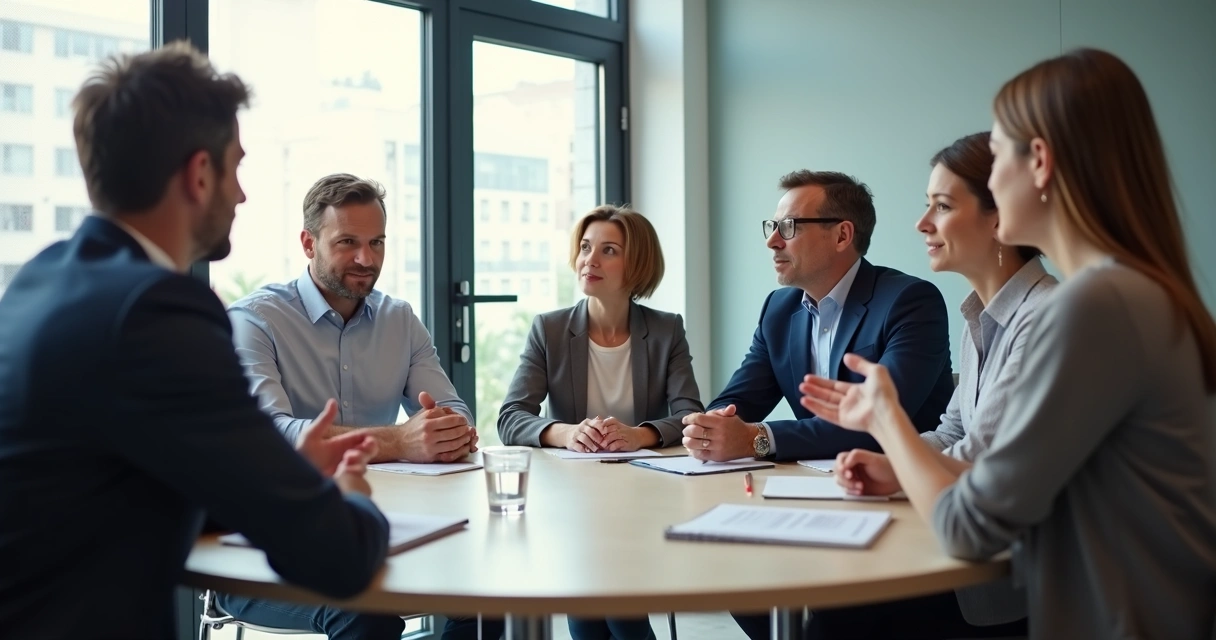 Grupo em reunião com perfis de participação diferentes 