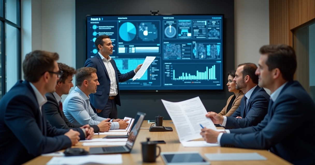 Reunião de apresentação de laudos digitais na empresa 
