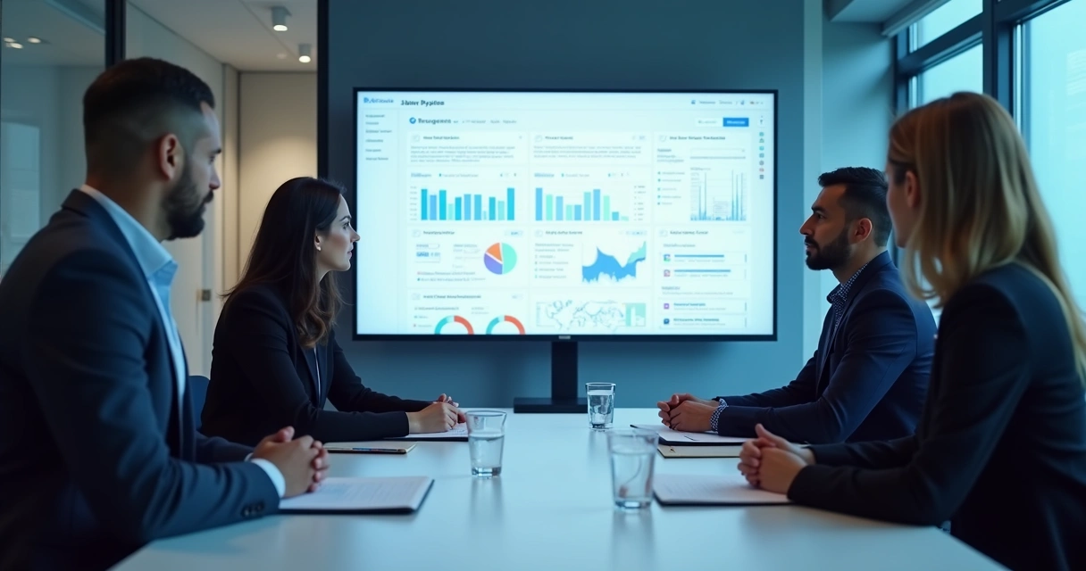 Painel de vendas B2B em reunião comercial