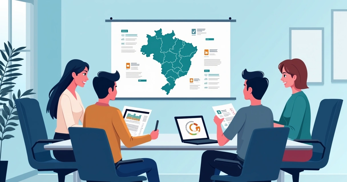 Reunião de equipe de campanha analisando quadro estratégico