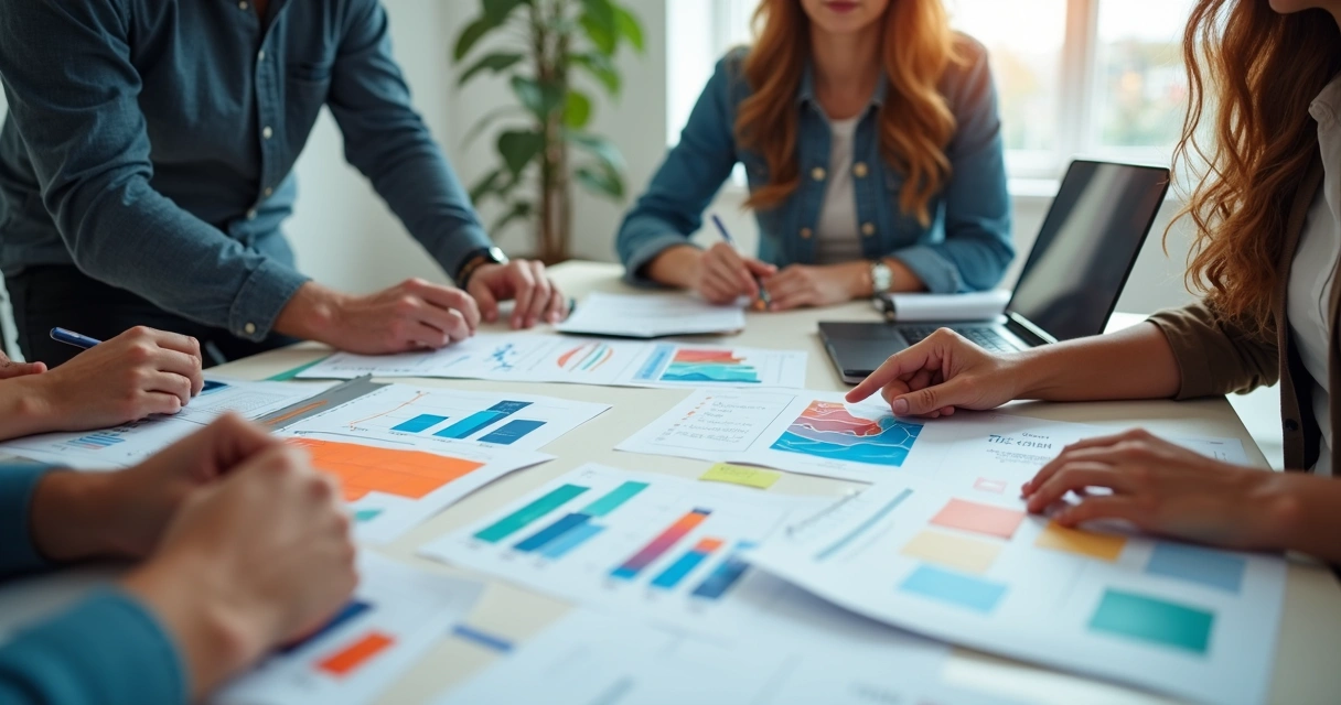 Equipe analisando calendário e gráficos para ativar campanha 