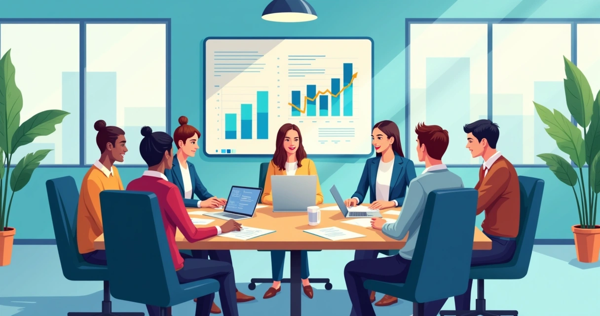 Equipe reunida em mesa grande discutindo plano eleitoral 