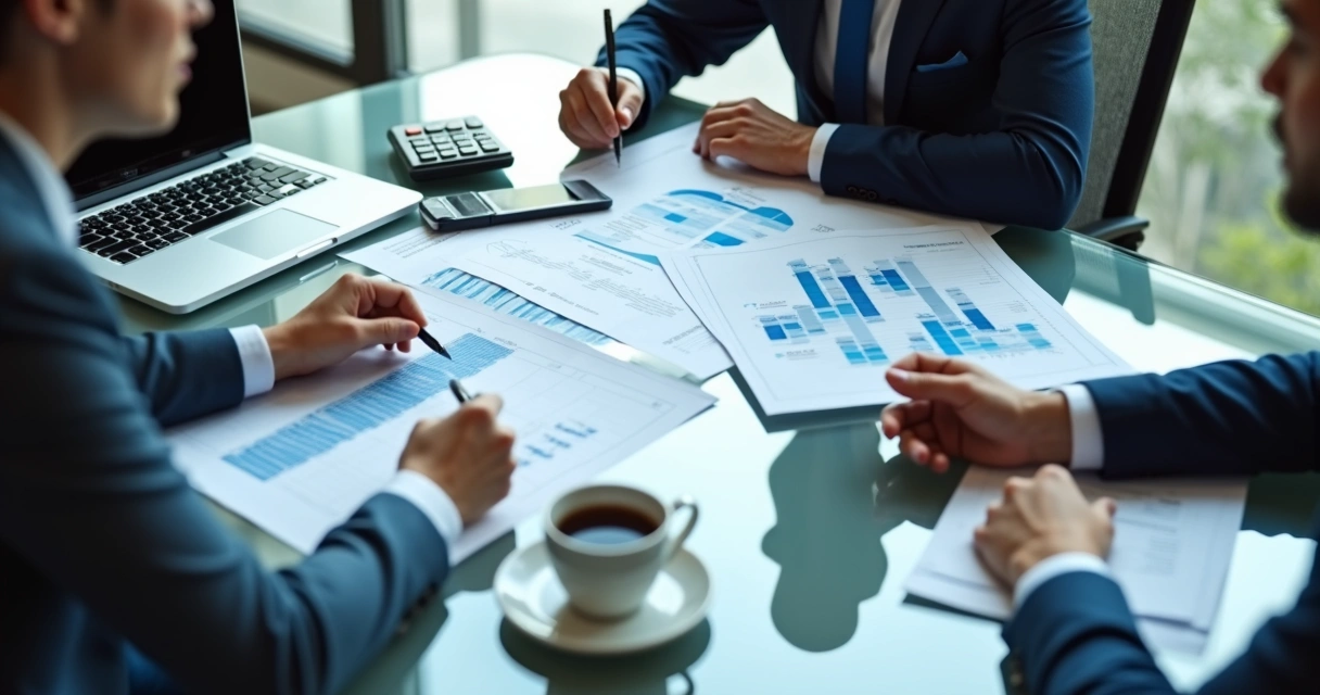 Reunião de equipe analisando fluxo de caixa e pagamentos divididos 