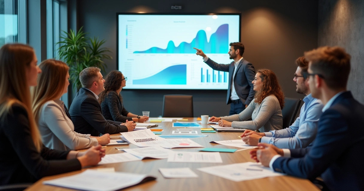 Reunião de equipe pensando em estratégias de longo prazo