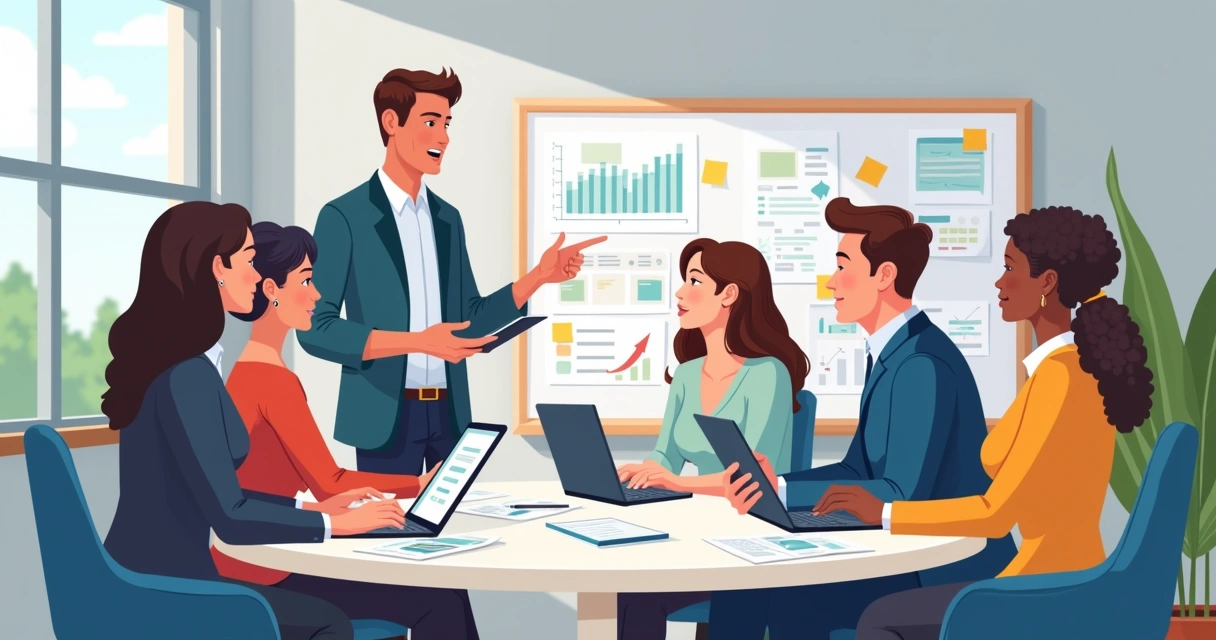 Equipe de assistência técnica em reunião de planejamento