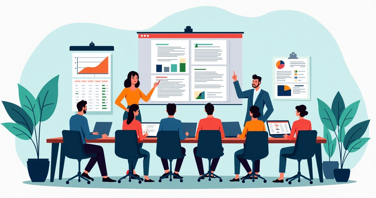 Equipe comercial e parceiros reunidos para alinhamento do plano de ação 