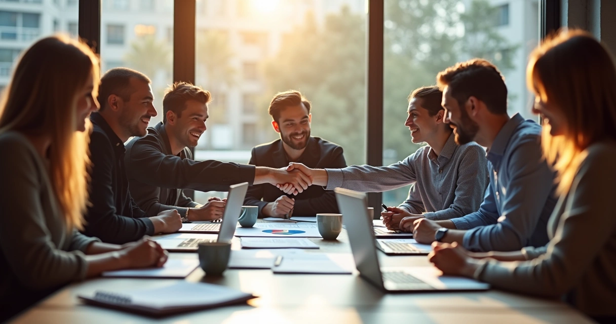 Reunião de pós-venda entre agência digital e empresa contratante