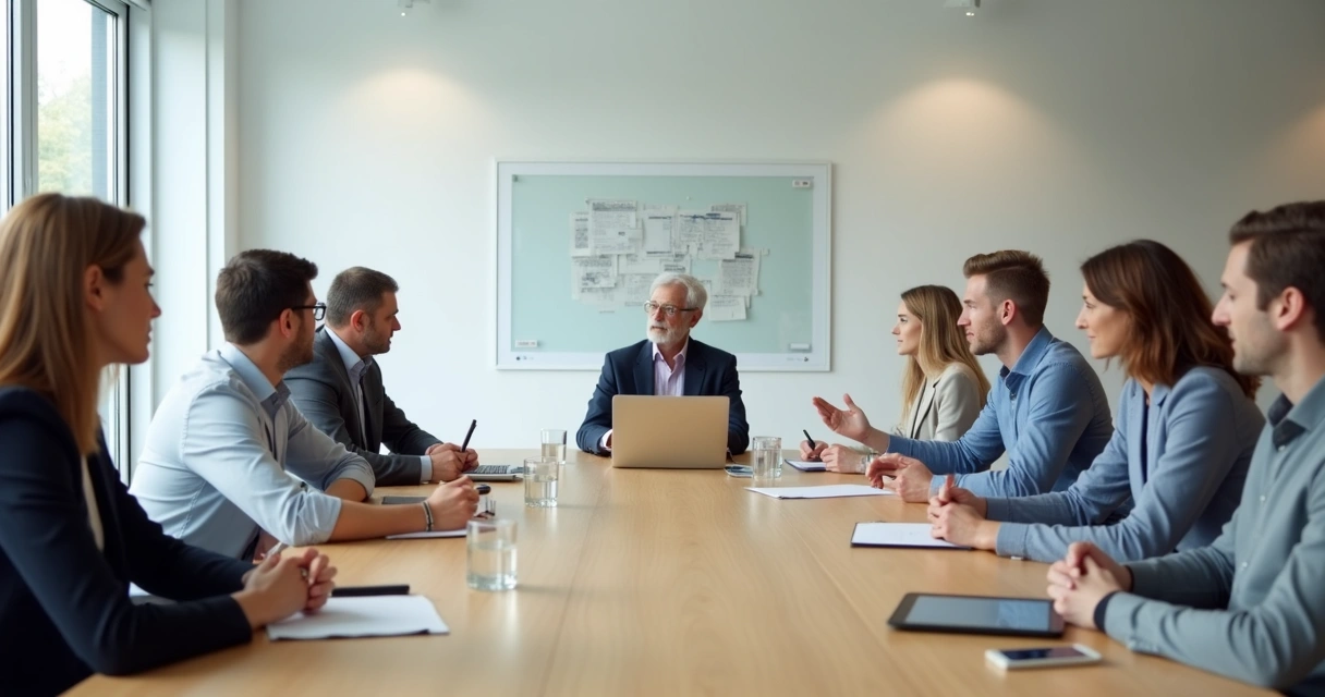 Profissionais em reunião de trabalho com foco e escuta atenta 
