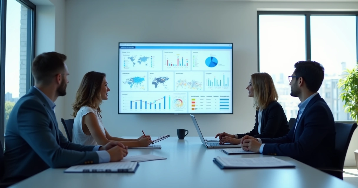 Equipe avaliando leads e ticket médio em dashboard 