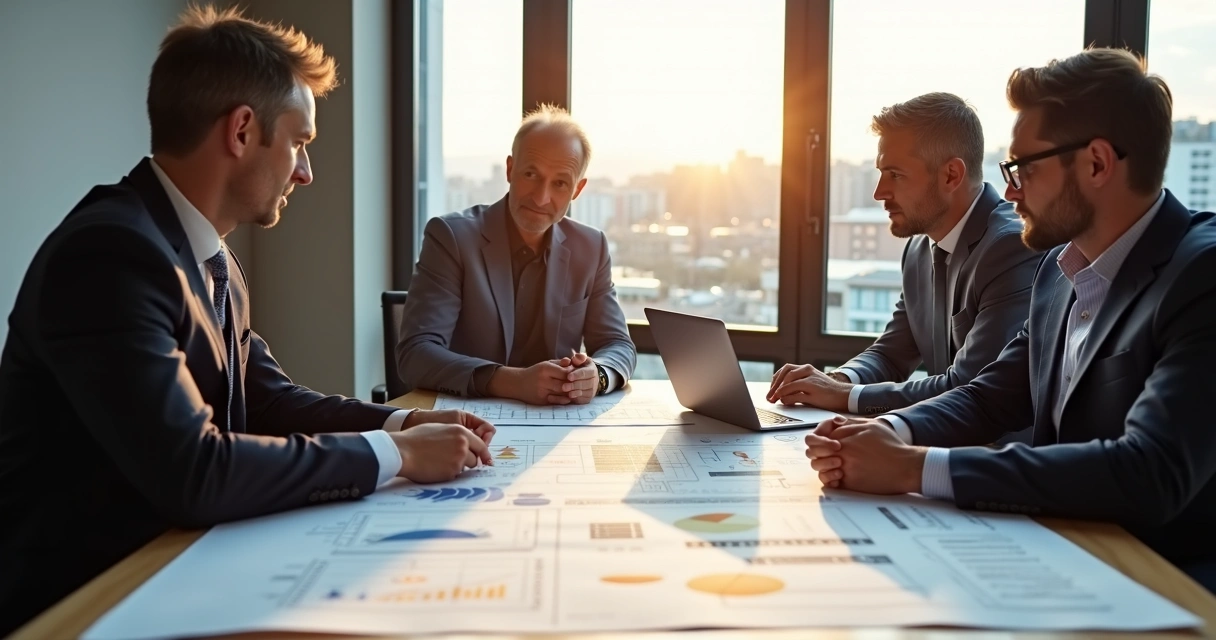 Reunião de gestores discutindo projeto solar 