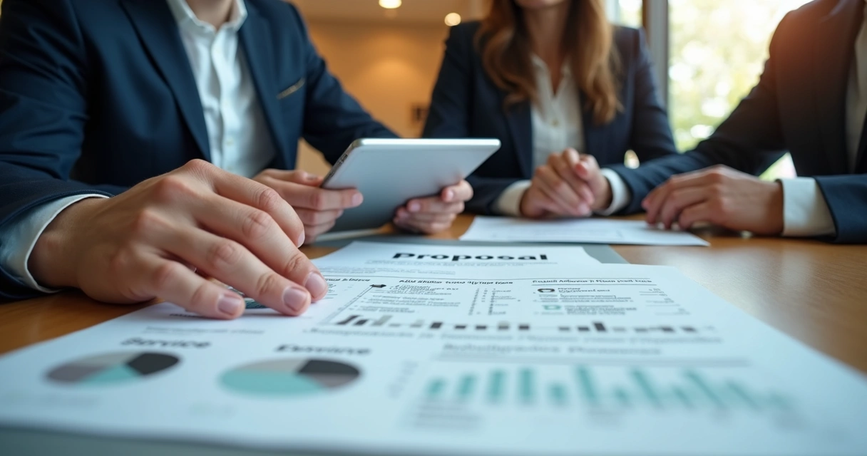 Reunião formal com proposta mensal de agência digital aberta