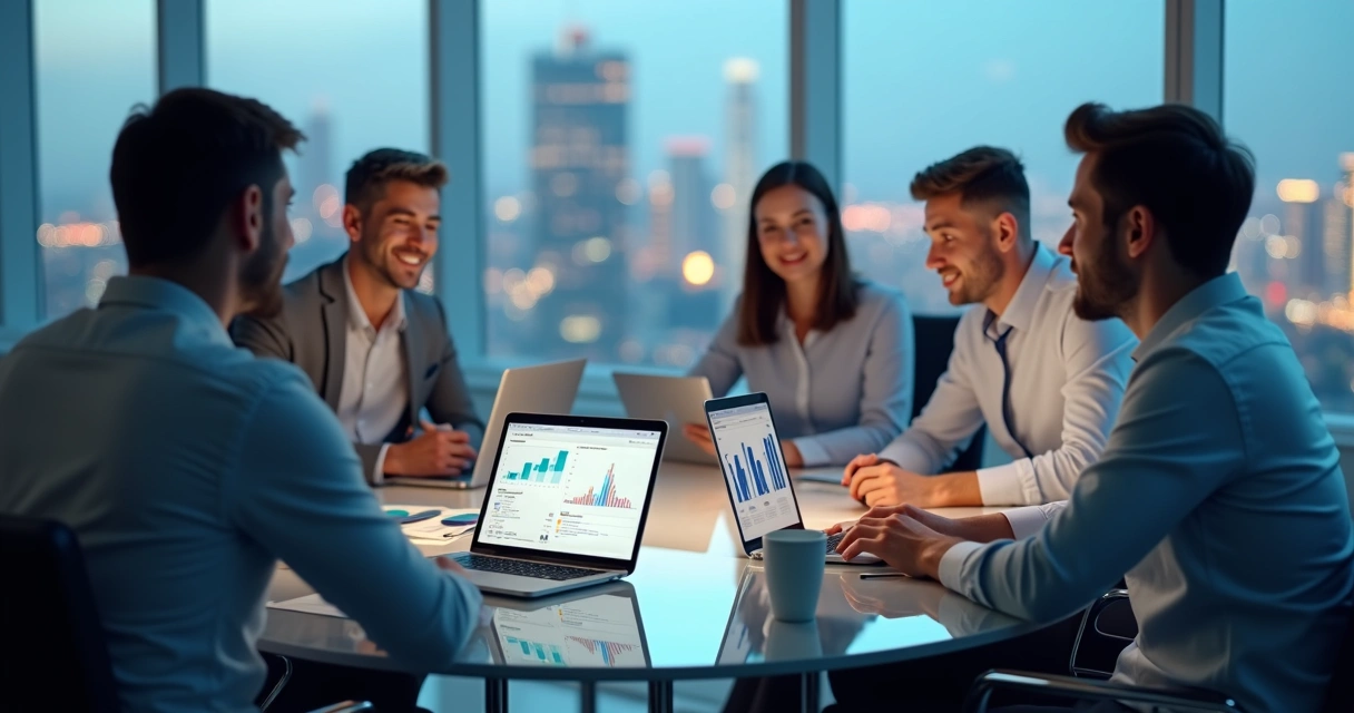 Como Estruturar o QBR com Parceiros: Guia Prático e Template Equipe reunida ao redor de mesa discutindo QBR com parceiro B2B