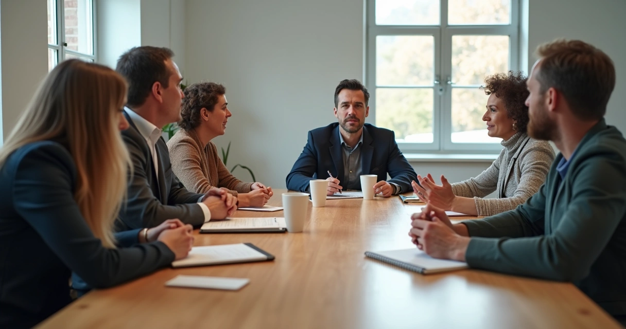 Grupo reunido em escuta mútua ao redor de mesa