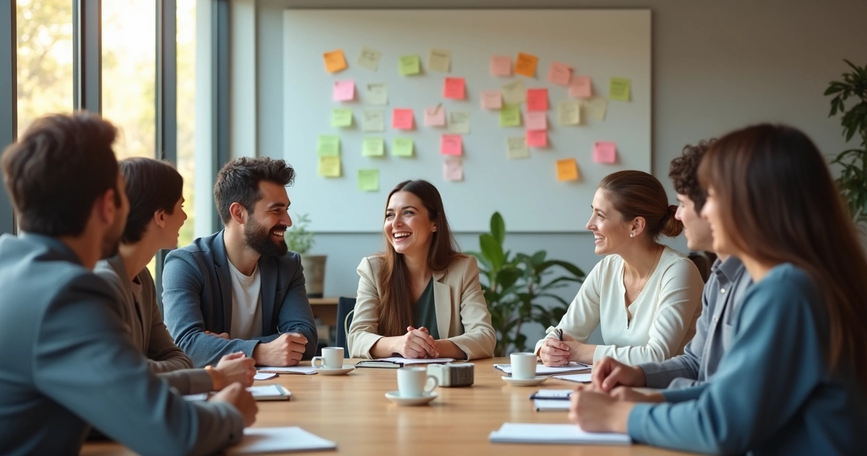 Equipe em reunião com reconhecimento coletivo 