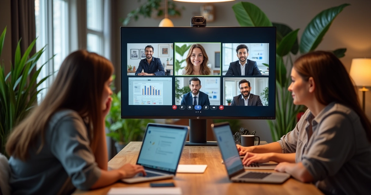 Reunião de equipe em videochamada 