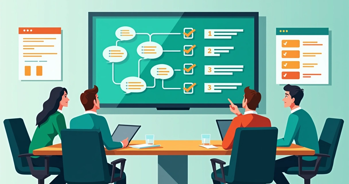Equipe revisando processos em ambiente digital 