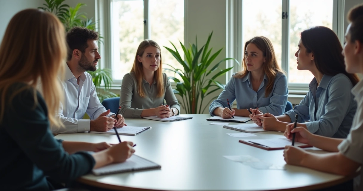 Equipe de RH em reunião de acolhimento 