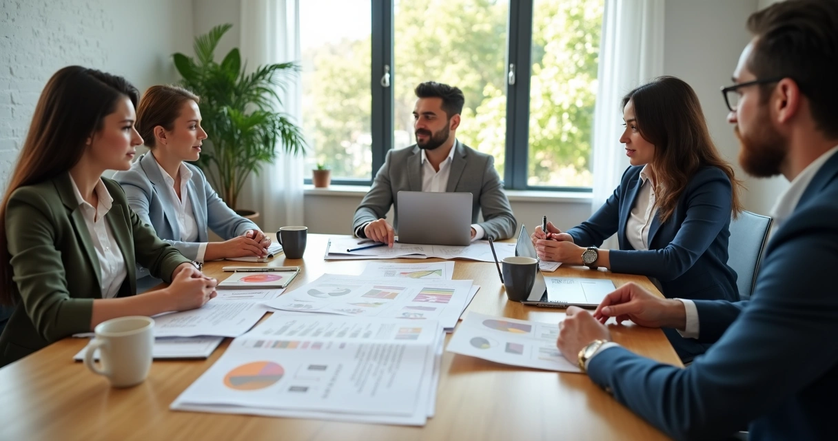 Equipe de RH analisando benefícios de alimentação em reunião 