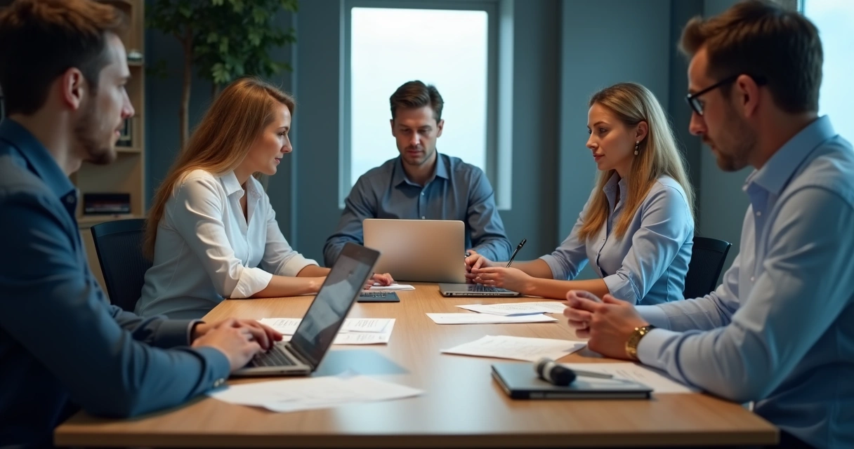 Profissionais de RH e compliance em reunião confidencial