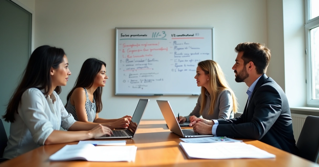 Gestores de RH reunidos discutindo férias proporcionais 