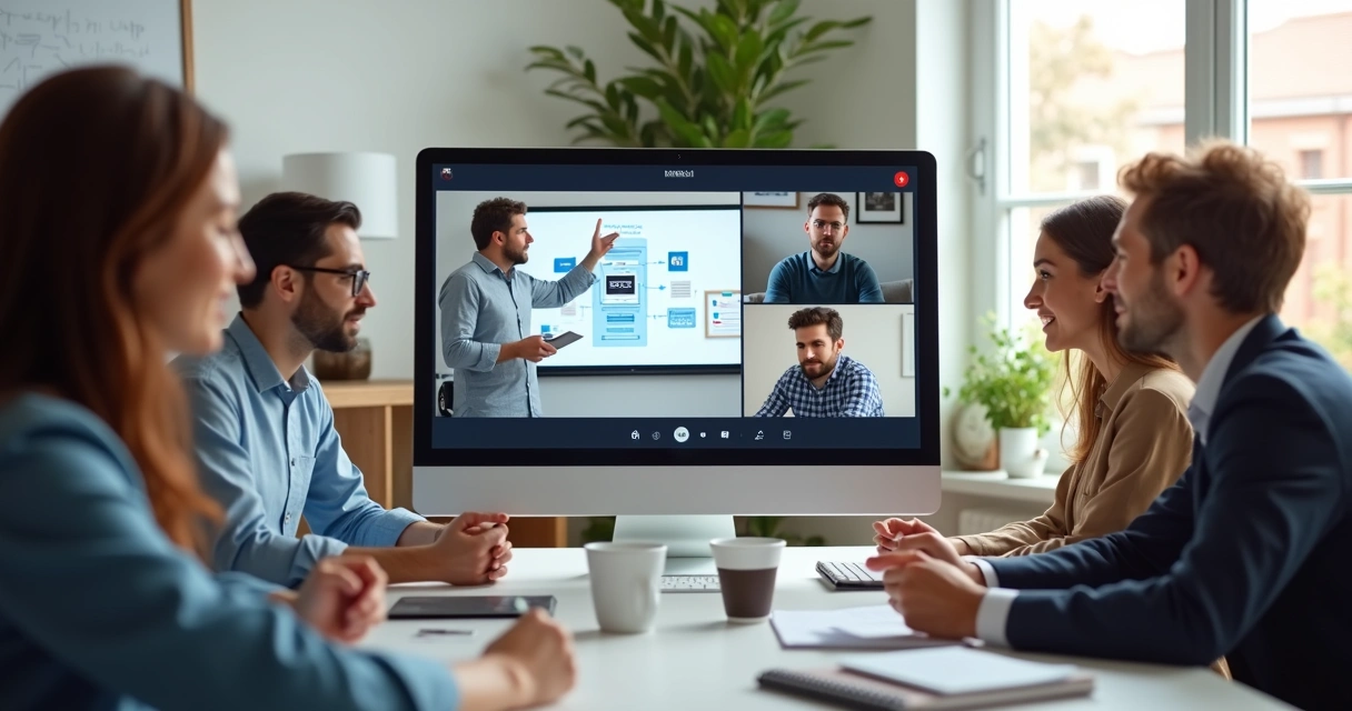 Reunião online de RH discutindo política de home office 