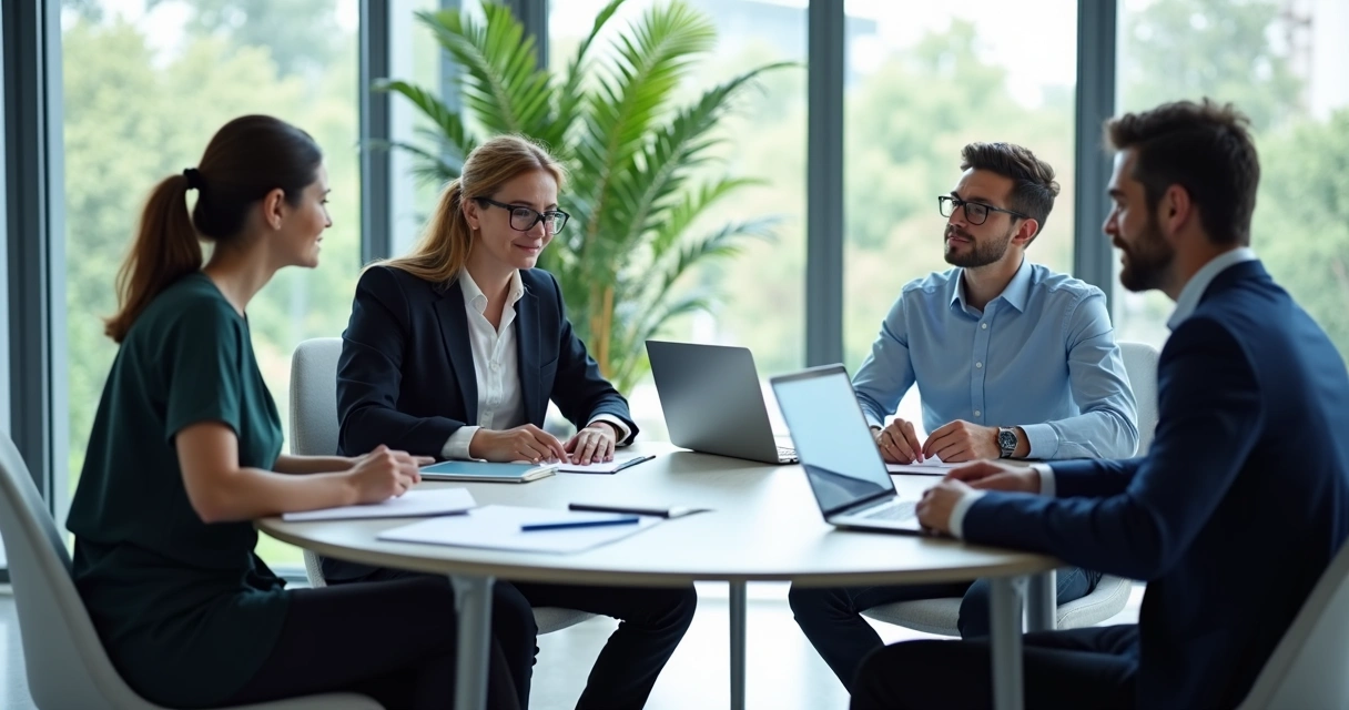 Psicólogo e equipe de RH em reunião de trabalho 