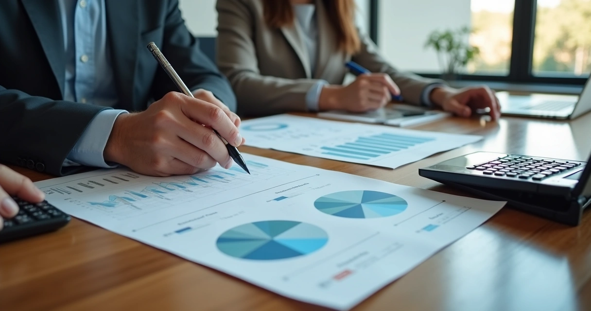 Reunião de sócios com documentos e cálculo de participação 
