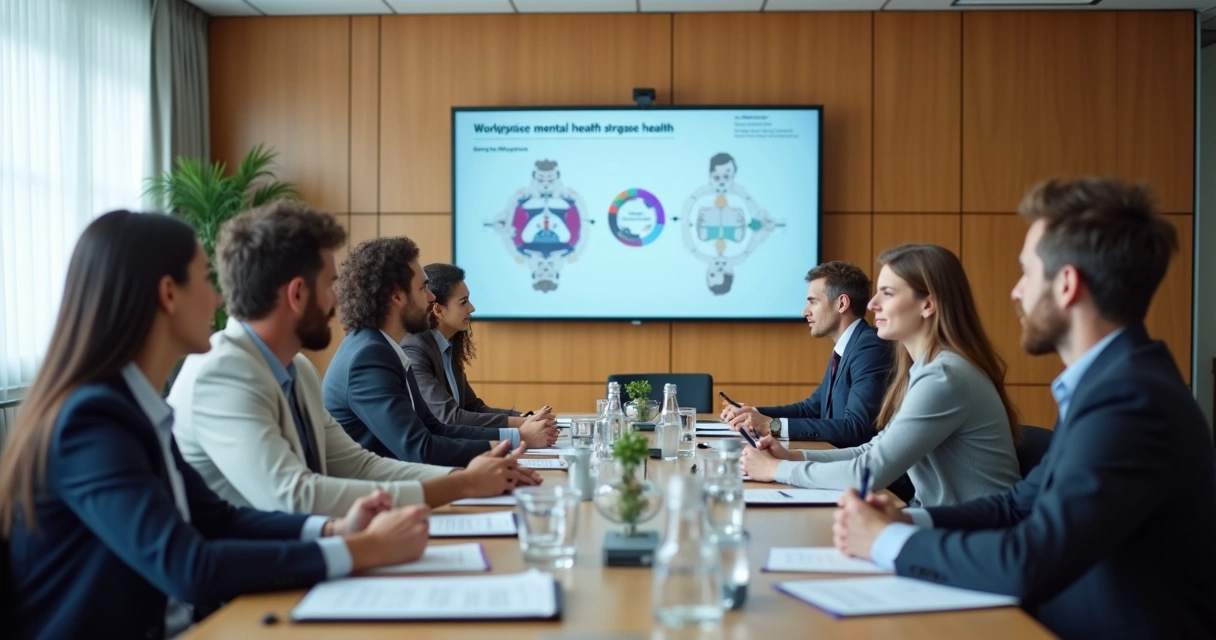 Reunião de equipe com foco em saúde mental no trabalho