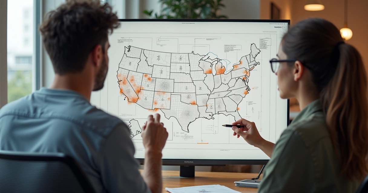 Equipe de startup analisando personas em quadro branco 