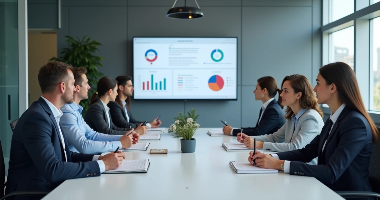 Equipe em reunião sobre segurança no escritório