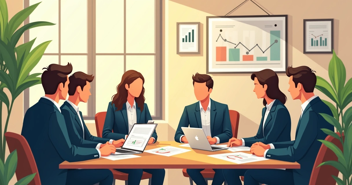 Sócios empresariais revisando relatórios financeiros juntos 