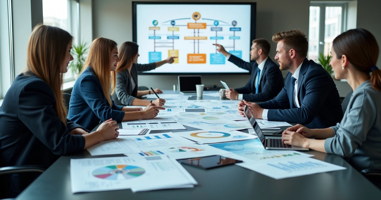 Reunião de sócios ao redor de mesa discutindo estrutura societária 