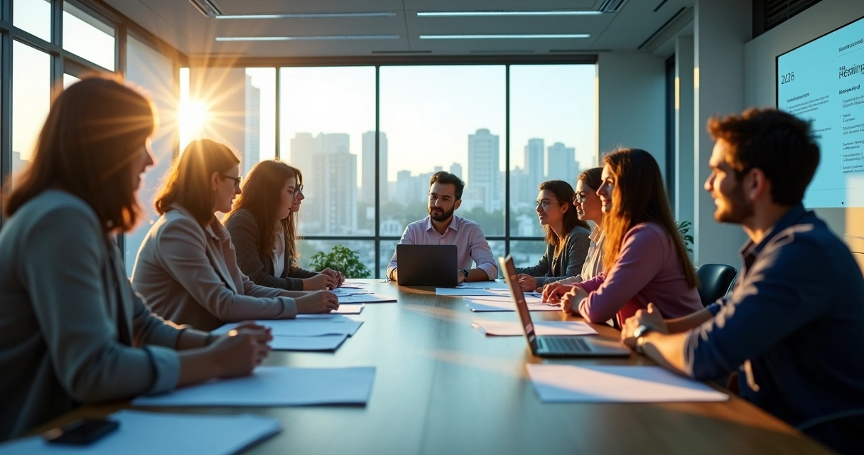 Reunião de empresários discutindo legislação de startups