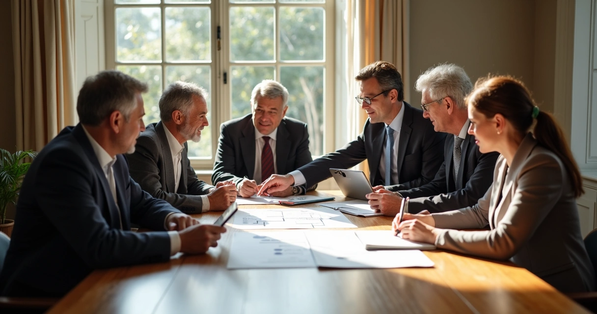 Reunião de família planejando sucessão empresarial 