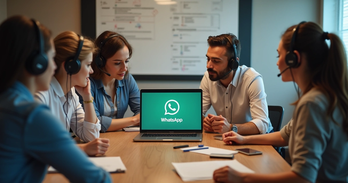 Equipe de suporte técnico em reunião discutindo problema técnico 