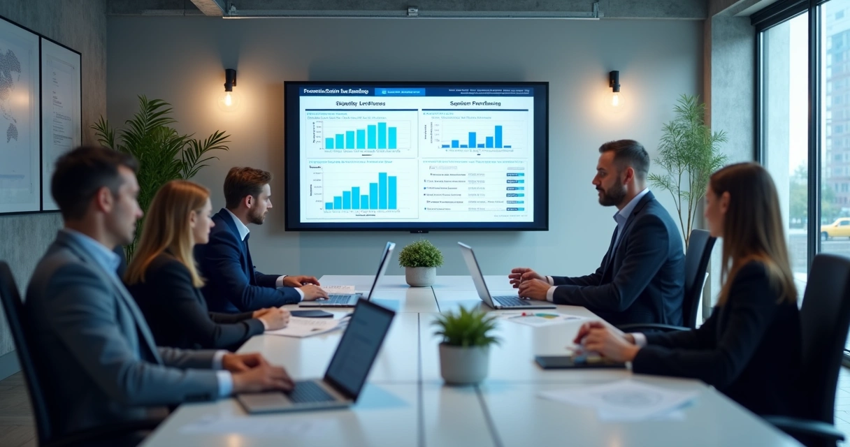 Reunião de equipe industrial avaliando desempenho de fornecedores