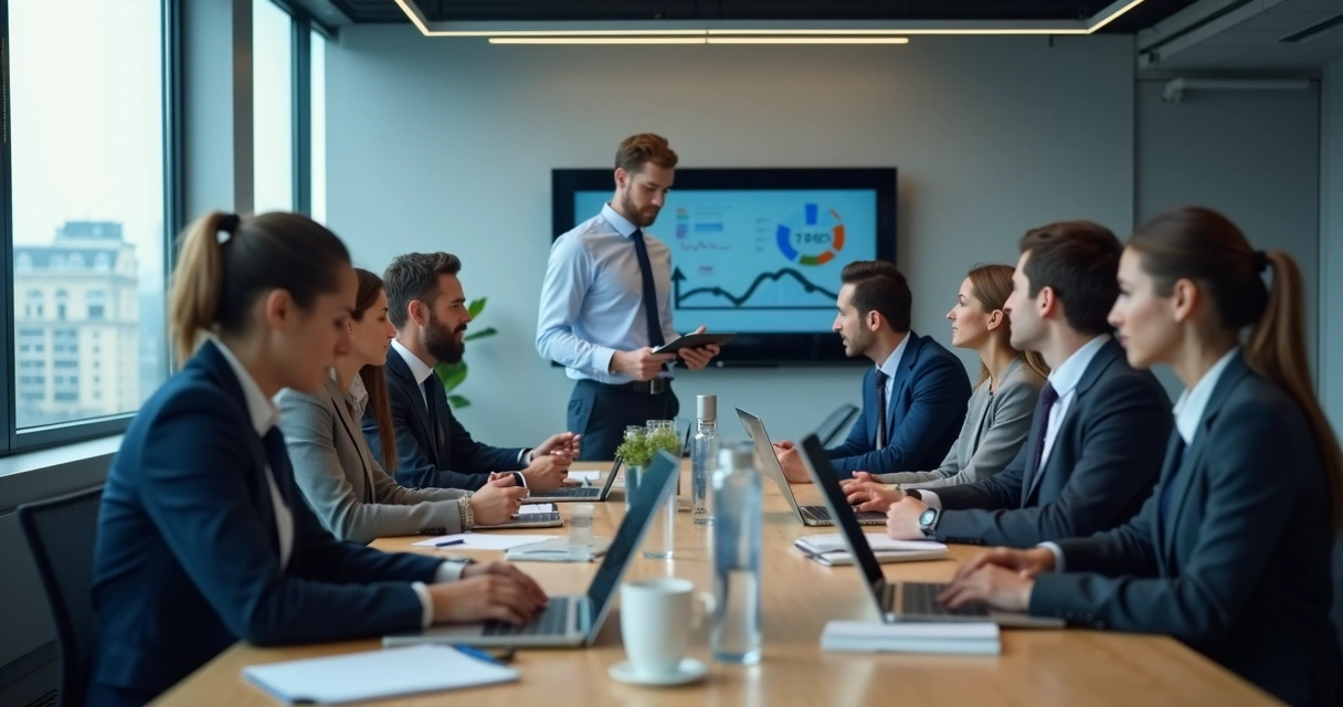 Equipe em reunião tensa em escritório 