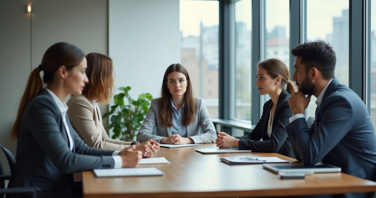 Equipe em reunião tensa no escritório 
