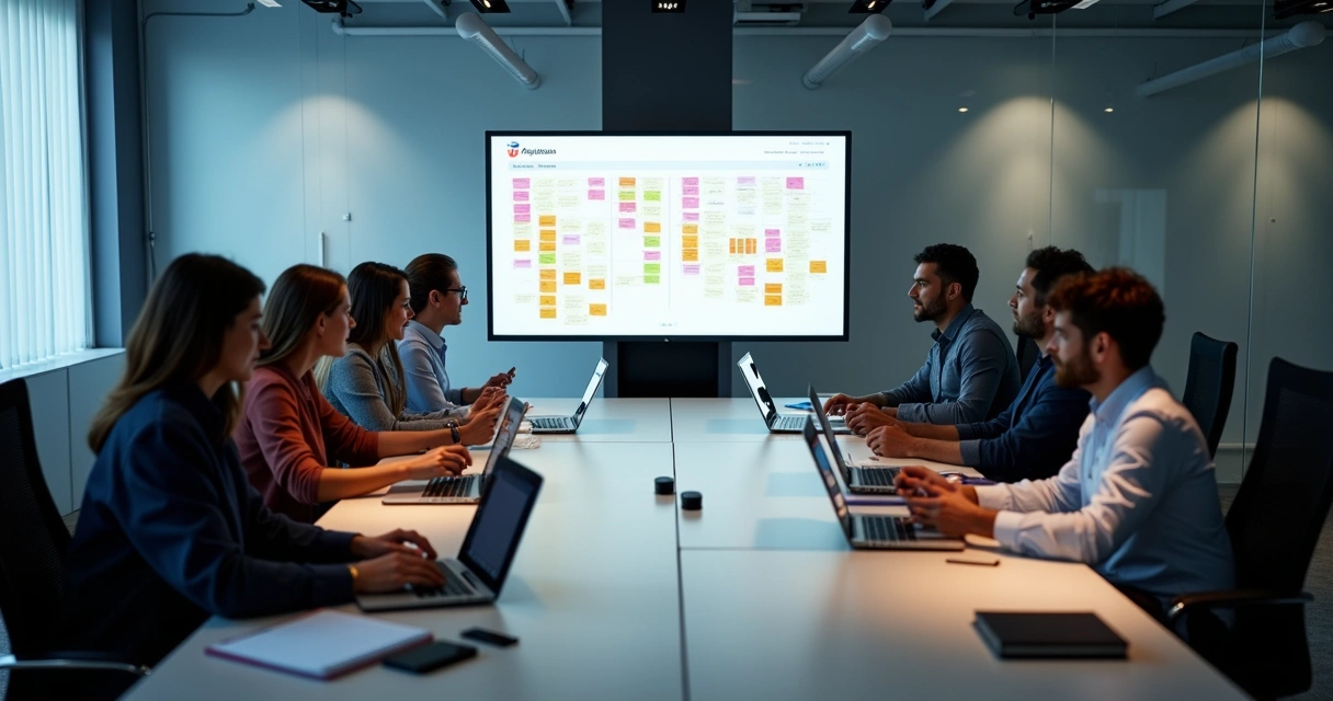 Equipe de SaaS fazendo reunião sobre feedbacks prioritários