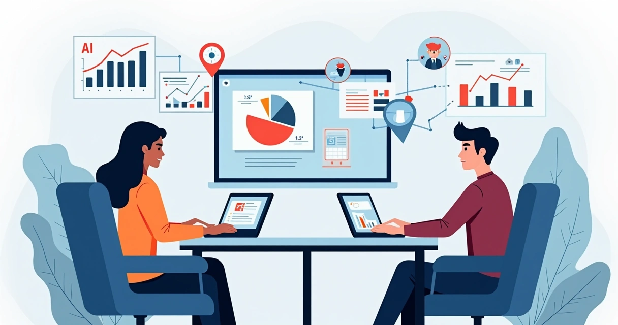 Reunião de times comerciais e de tecnologia integrando IA para vendas 