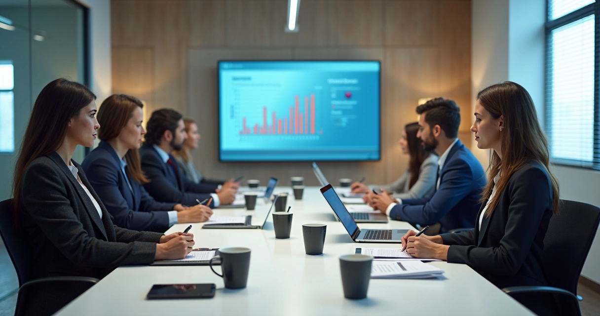 Equipe reunida em sala treinando uso de sistemas contábeis. 