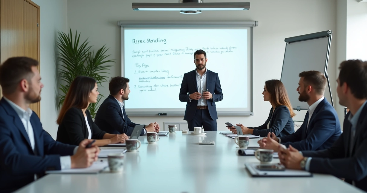 Equipe de vendas em uma reunião de treinamento