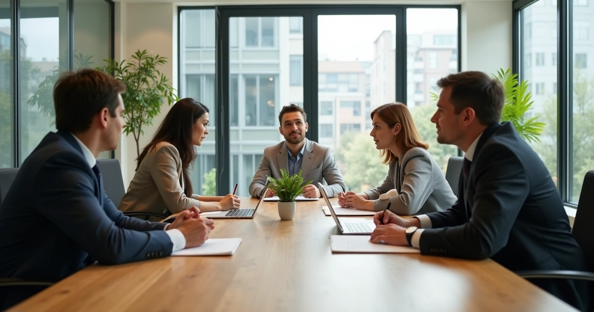 Equipe em reunião com diálogo respeitoso no escritório