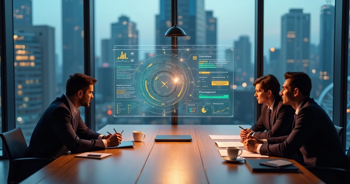 Reunião B2B com vendedor consultivo mostrando diagnóstico estratégico ao cliente 