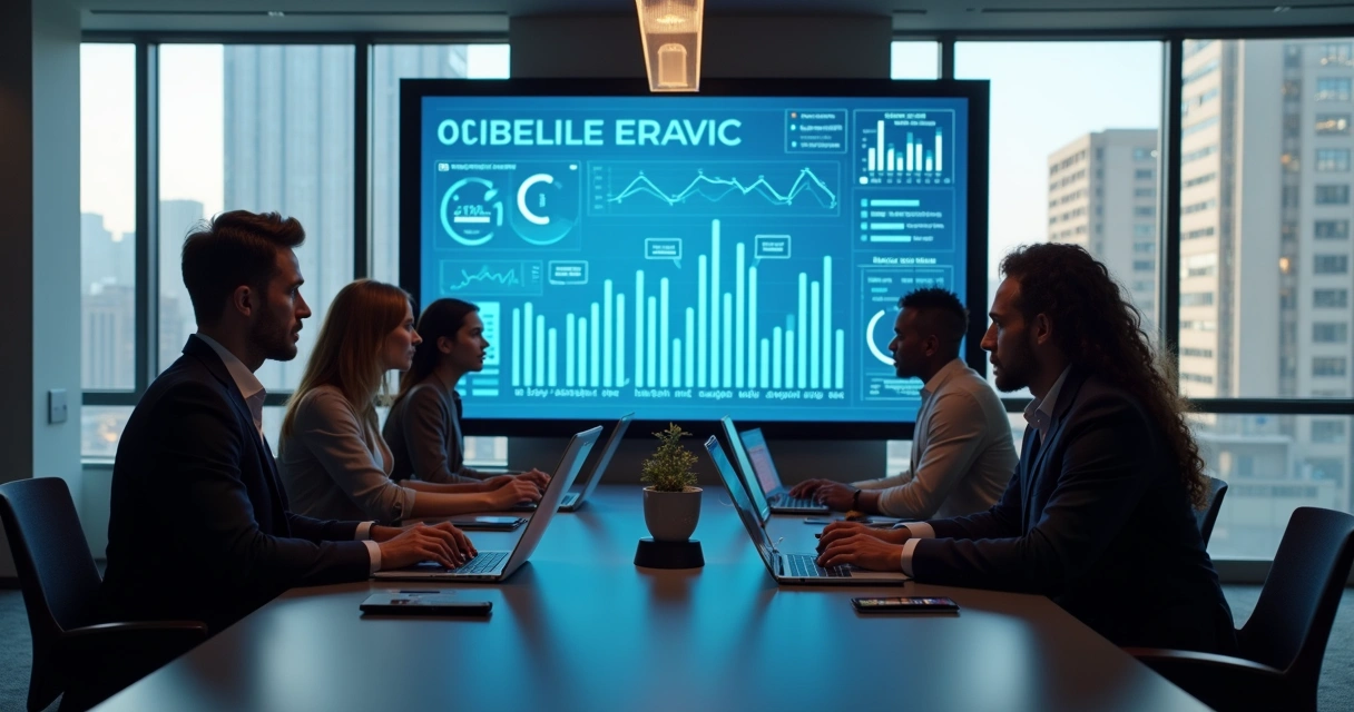 Equipe de vendas em reunião B2B 