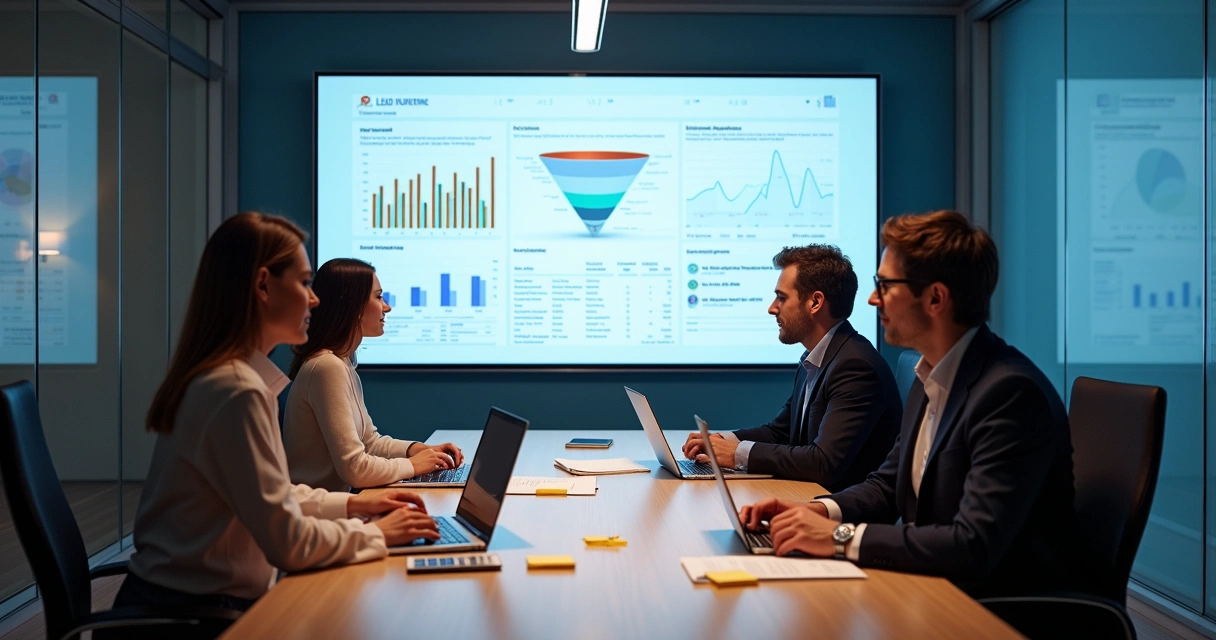 Reunião entre marketing e vendas com dados de leads