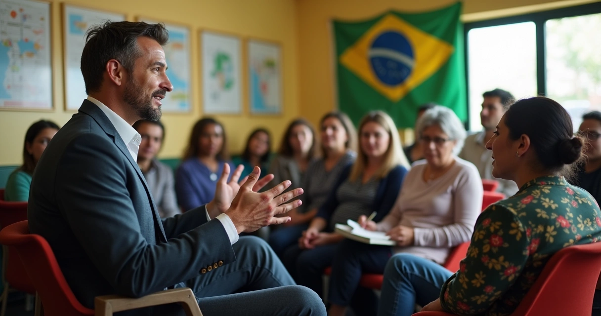 Representante do legislativo em reunião com comunidade em círculo de cadeiras. 