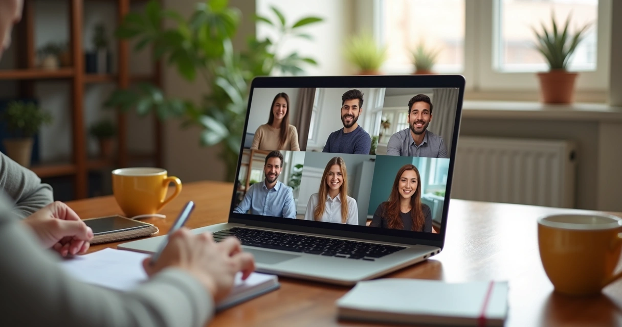 Equipe em chamada de vídeo com clima acolhedor
