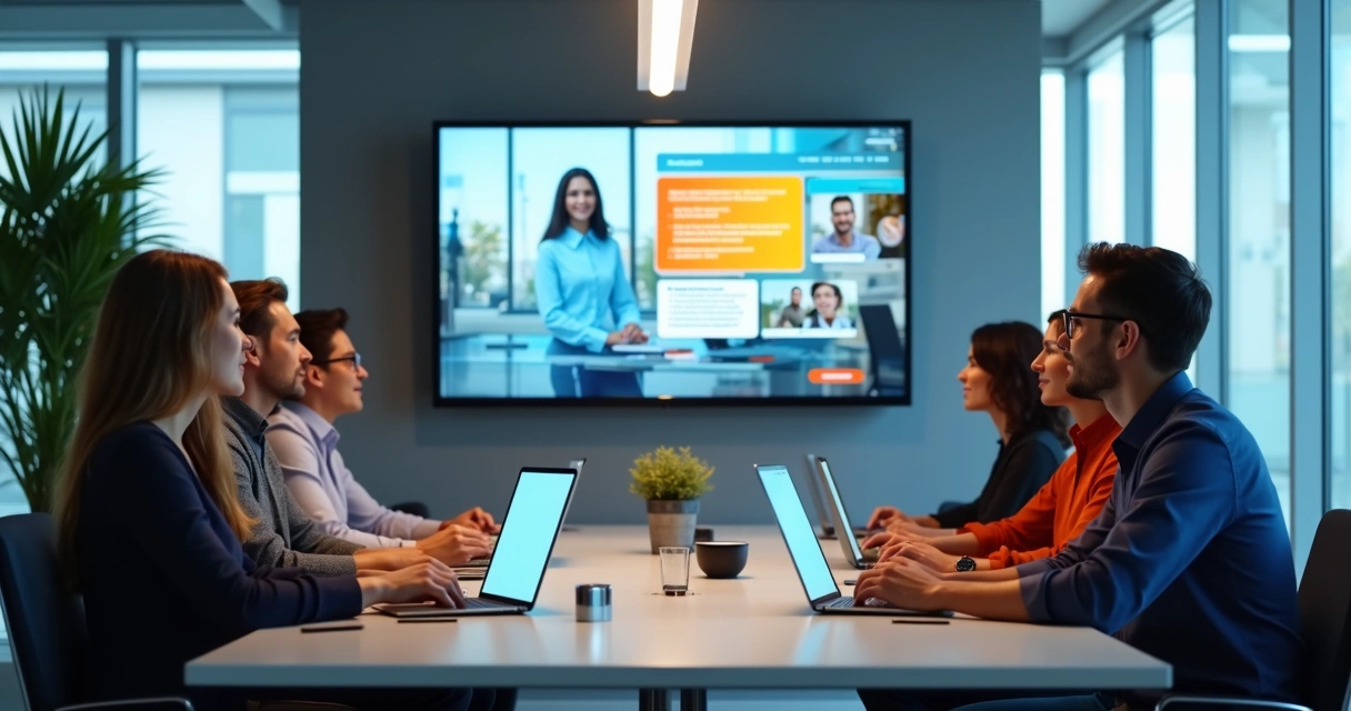 Reunião virtual de equipe corporativa 